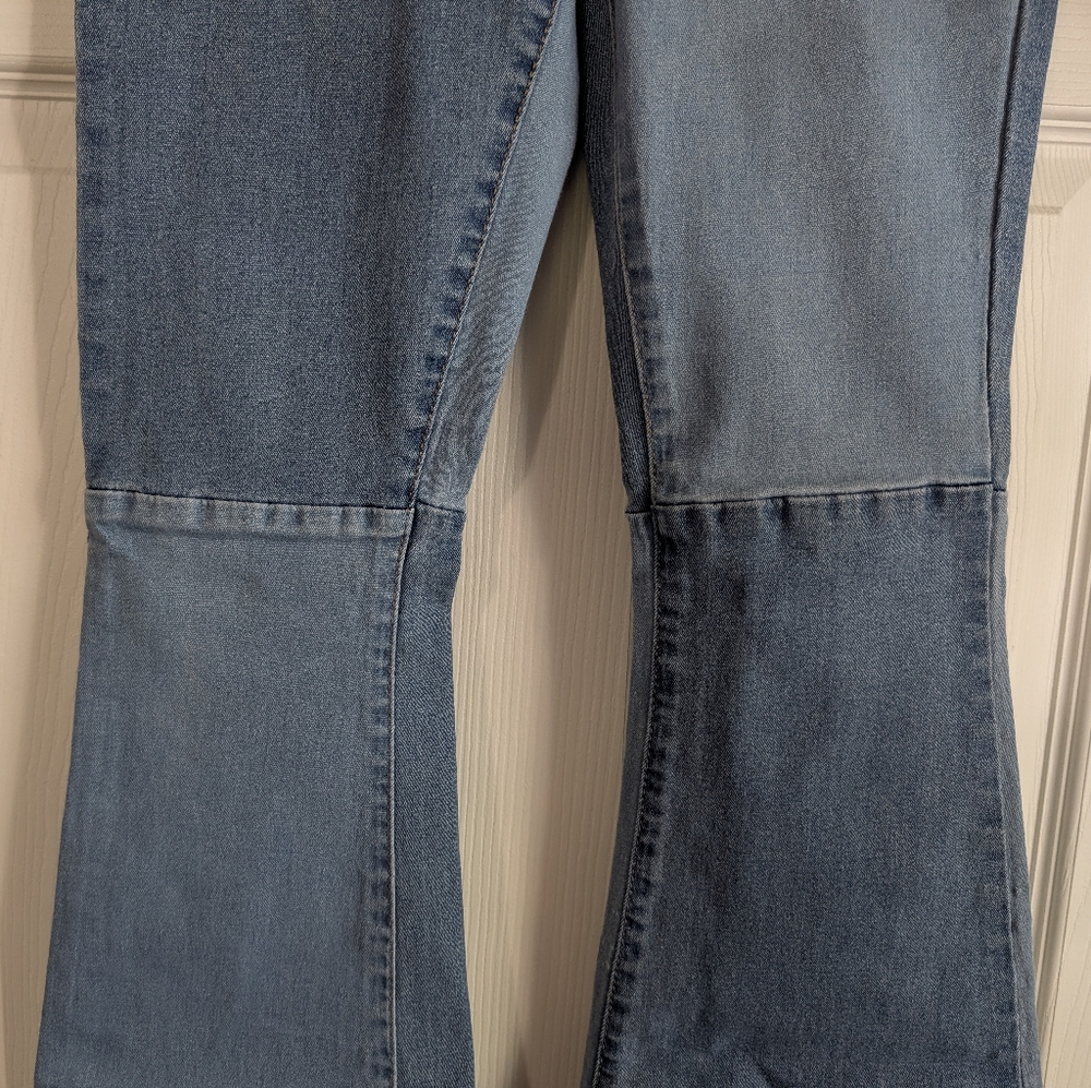 Bamboo Patchwork Flared Women's Jeans Size 11 - Picture 3 of 9